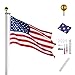 Yeshom 20ft Aluminum Sectional Flagpole Kit 3'x5' US American Flag Gold Ball Kit Hardware Outdoor Garden Halyard Pole