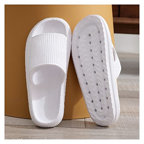Sandalias Zapatillas de Verano con Personalidad a la Moda for el hogar, baño, Parejas, casa, Parte Inferior Gruesa, Zapatillas Suaves for Hombres y Mujeres fácil de Poner o Quitar (Color : Blanc, Si