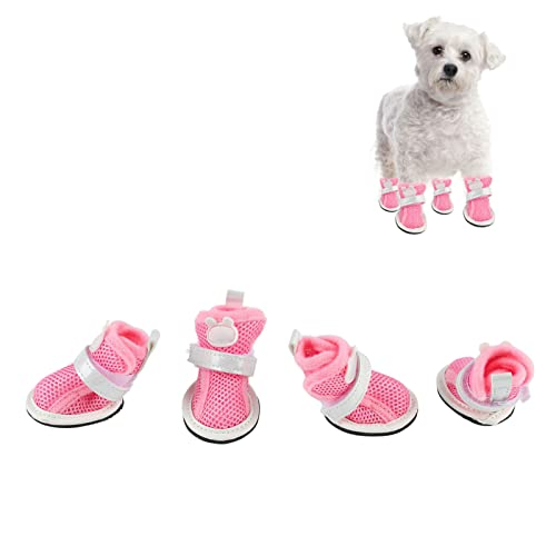 Sapatos de Malha para Cães Pequenos, Sapatos da Moda para Cachorros, Fecho de Leve e Solas Flexíveis