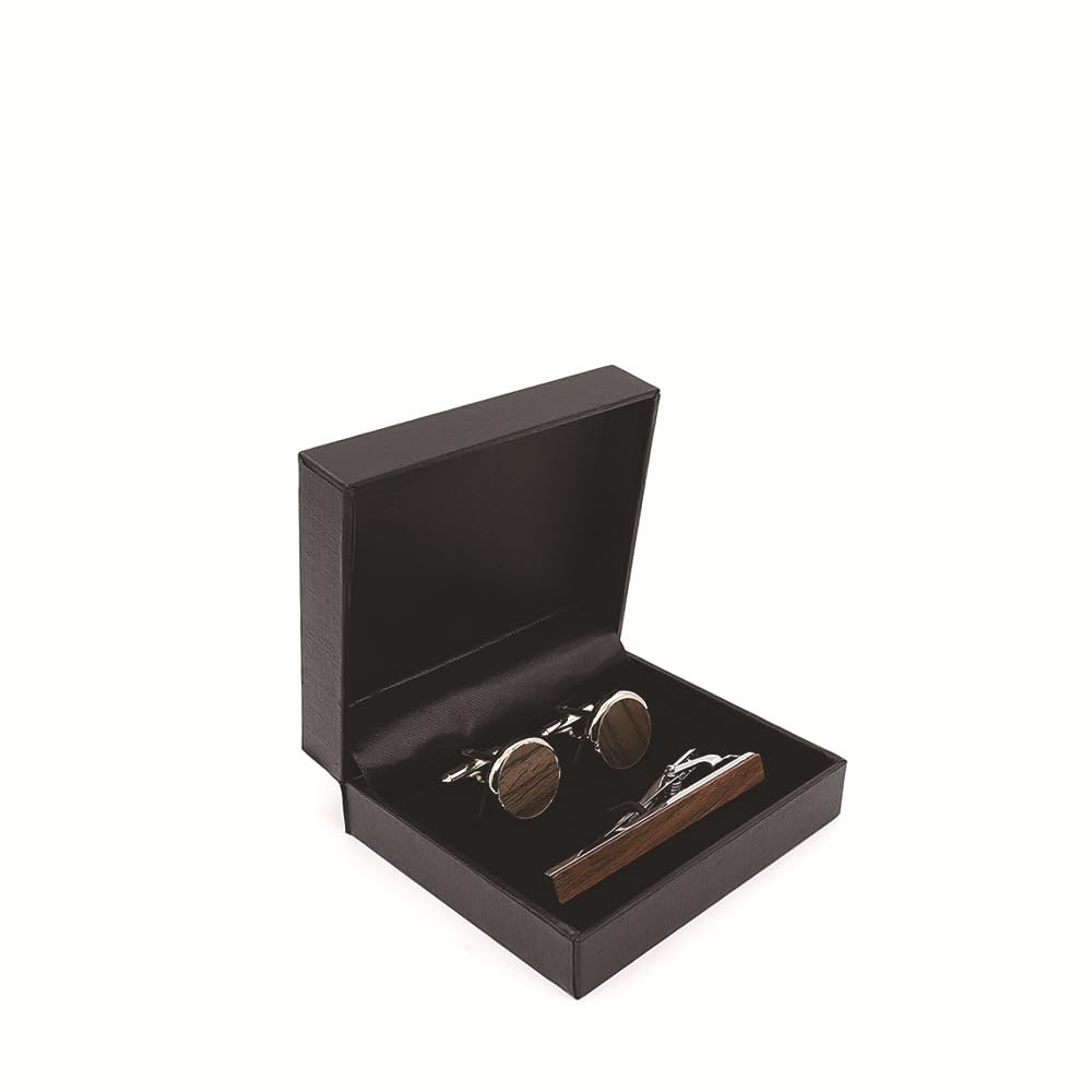 French style shirt with solid wood decorative cufflinks, exquisite solid wood tie clip set