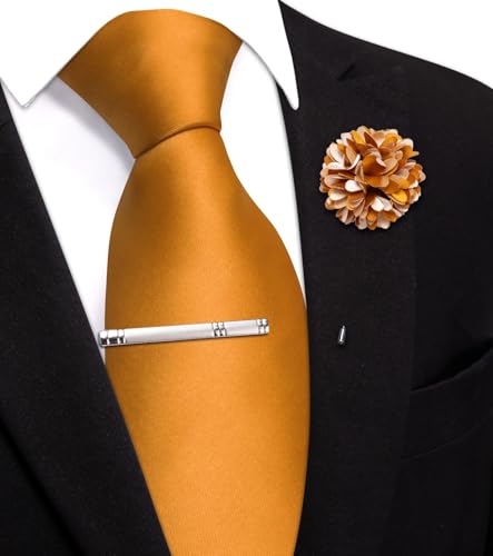 Image of Hi-Tie Pretied Boys Ties Solid Color Kids Adjustable Necktie Lapel Pin Clip Set Age 8-12 Wedding School Graduation