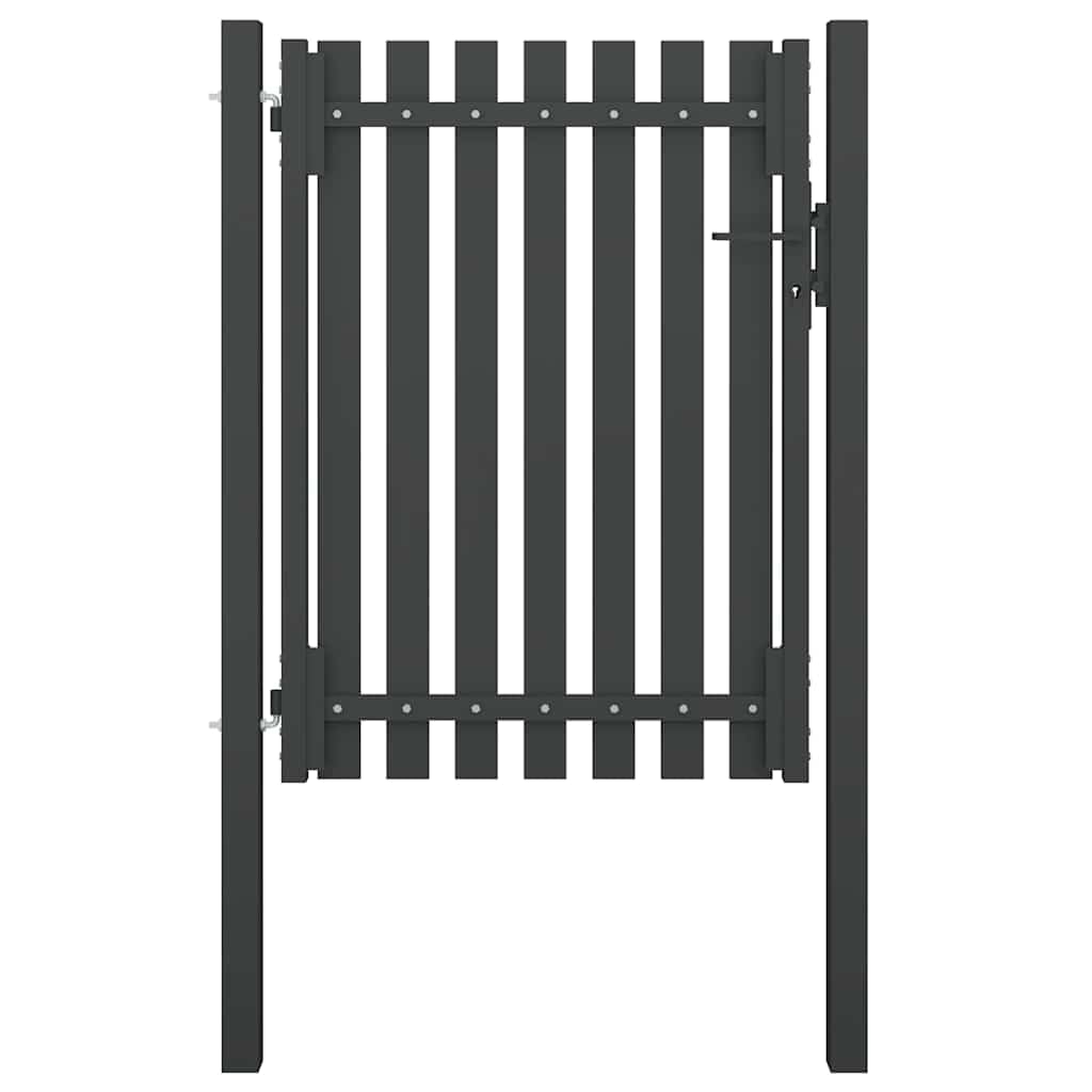 Portail en métal de jardin anthracite élégant avec poteaux robustes