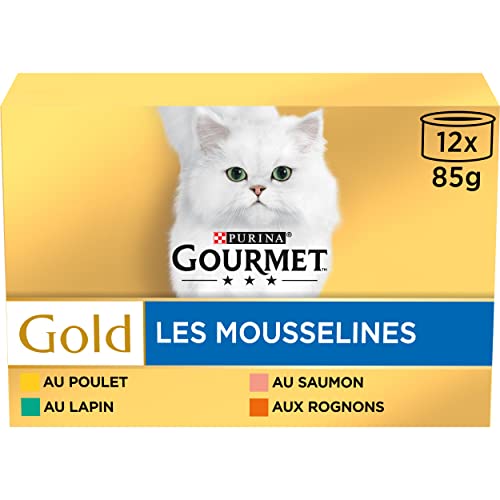 GOURMET | Gold | Chat | Les Mousselines | Aliment Complet pour Chat Adulte | Lapin, Poulet, Saumon,...