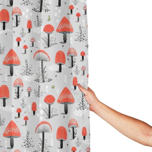 Rideau de douche champignons polyester 183x183 avec 12 oeillets