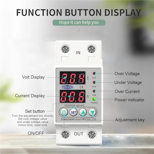 Relé protector ajustable de sobretension TOVPD1-63 230 V 60 A 5