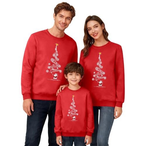 Matching Christmas 𝗣ajamas for Family Cute Graphic Long Sleeve Jumper O-Neck New Years Festival Costumes for Family