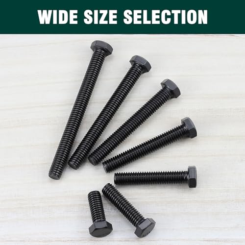 Image of 1 /4-20 x 2-1 /2 inch Hex Head Bolts Black, 304 Stainless Steel 18-8 Hexagon Head Screws Bolts, Black Oxide Finish, Allen Hex Drive, 12 PCS