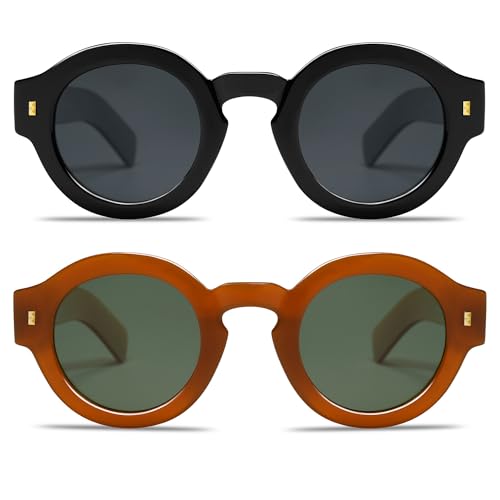 Image of VANLINKER Vintage Round Polarized Sunglasses for Women Men Trendy Shades Retro Circle Sun Glasses VL9743