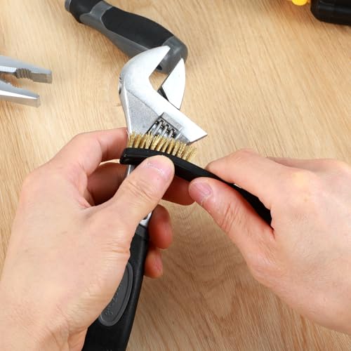 Image of 10 Pieces Small Wire Brush Scratch Brush Set, Double Headed Curved Brass Wire Brushes for Cleaning Welding Slag and Rust