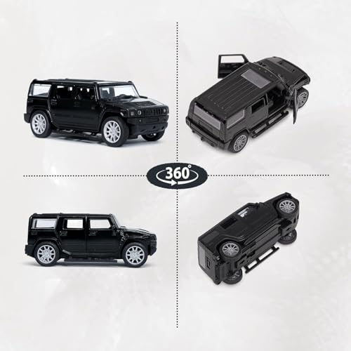 Image of Amisha Gift Gallery Hummer SUV Diecast Metal Car Toy for Kids, Black | Scale Racing Model, Pull Back Action, Opening Doors, For Kids Boys and Girls