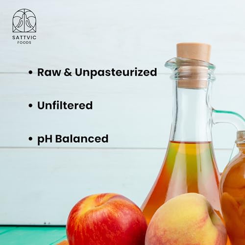 Image of Sattvic Foods Apple Cider Vinegar (ACV) 1 L | Sourced from Himachal Pradesh, Raw and Unpasteurized with Mother of Vinegar, Dark Glass Bottle, pH balanced | Use in Salad Dressings, Detox drink