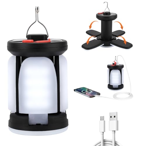 Lámpara Camping Plegable con 6 Modos de Luz – Linterna de Camping Led Recargable,Carga Solar y USB 2400mAh,60 LEDs.Perfecta para Acampada,Tienda,Jardín y Emergencias