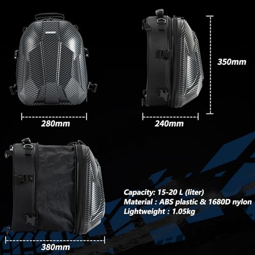 Bolsa de Cola para Motocicleta SUNPIE 15L-20L Expandible Mochila para Casco con Carcasa Dura ABS Impermeable Color Carbono miniatura 5