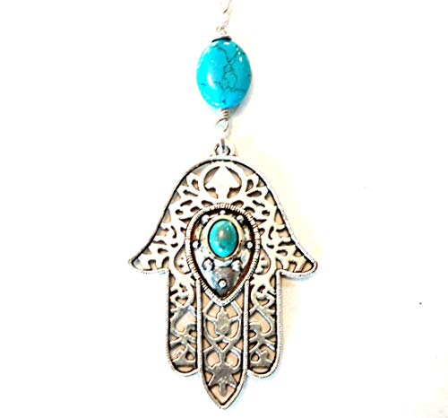 Howlite Hamsa Evil Eye Rear View Mirror...