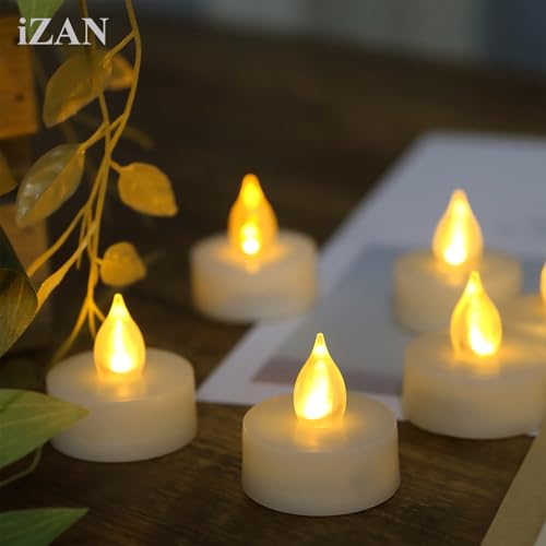 Image of iZAN 6-Pack Flameless LED Battery Operated Tealight Candles with Remote and Timer Flickering Electric Tea Lights for Christmas Home Party Wedding Decorations 1.5 inchx1.6 inch Batteries Included