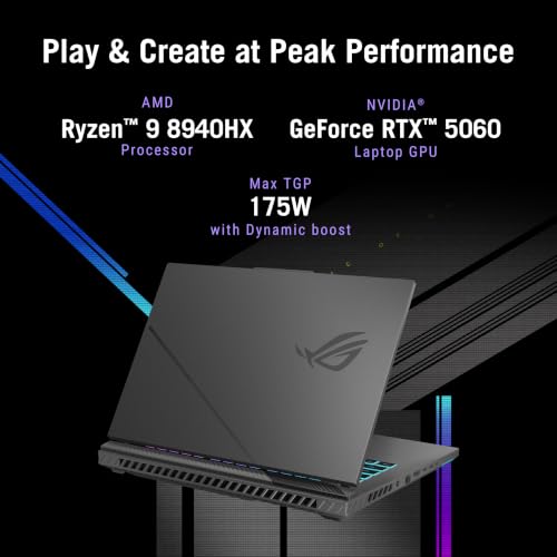 Image of ASUS ROG Strix G16 (2026), AMD Ryzen 9 8940HX,RTX 5060-8GB, 16GB RAM (Upgradeable),1TB SSD, 2.5k FHD+,16 inch(40 cm), Win 11, M365 Basic(1Y),Office 2024, Eclipse Gray, 2.5 Kg, G614PM-TS219WS,Gaming Laptop