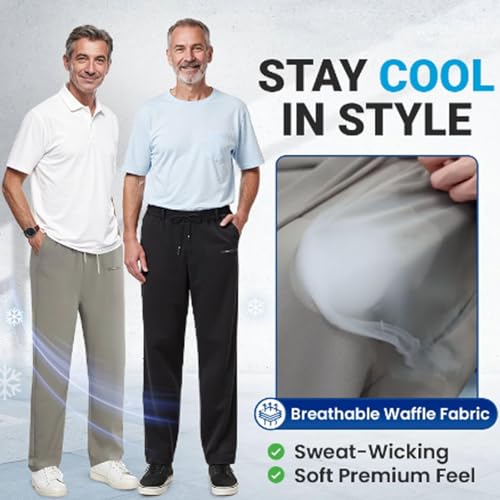 Aerostrides Pants Men, Pull on Waffle Stretch Casual Pants, Lacyaura Pant Men, Soft Breathable & Loose Fit2