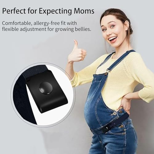 3 PCS No Buckle Elastic Belt for Men and Women, Invisible Buckle-Free Stretch Belt with Adjustable Fit, Comfortable Waistband for Jeans, Pants, Travel, and Daily Wear Coffee,Black,Blue4