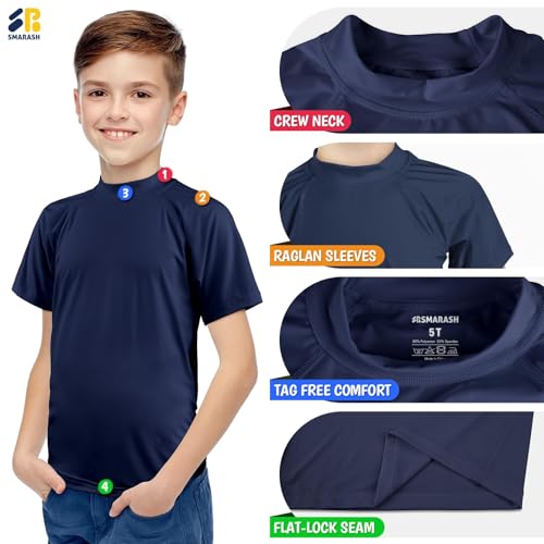 Image of Boy's UPF 50 Rash Guard Swim Shirts Short Sleeve Sun Protection SPF Fishing Surfing Water Beach Shirts Quick Dry