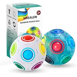 Vdealen Magic Rainbow Puzzle Ball, Fidget Ball Puzzle Brain Teaser Fidget Toy for Boys & Girls- Birthday Party Valentines Easter Christmas Stocking Stuffers for Kids Teen & Adults-2 Pack
