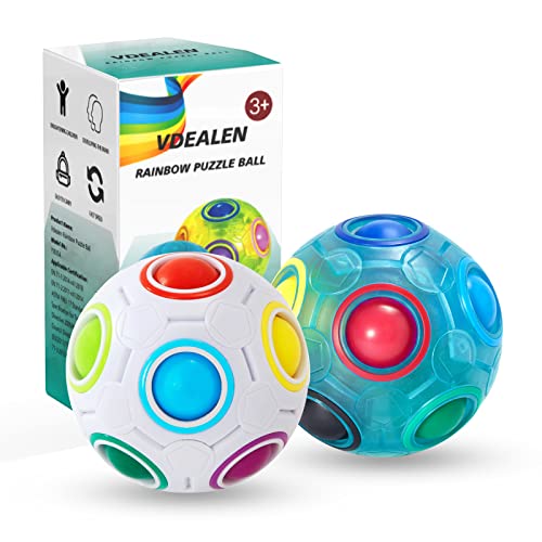 Vdealen Bola Magica Magic Rainbow Ball del Rompecabezas Juego de Cerebro Teaser Juego de Habilidad Acroíris Pequeño Bola Juego Divertido Stress Reliever para Niños y Adultos Paquete de 2