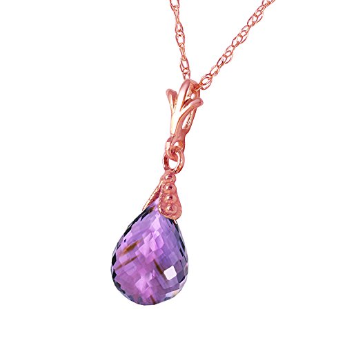Galaxy Gold GG 14k 18" Solid Rose Gold Necklace with Flat Pear Shape 2.5 Carat Briolette Amethyst - Image 4