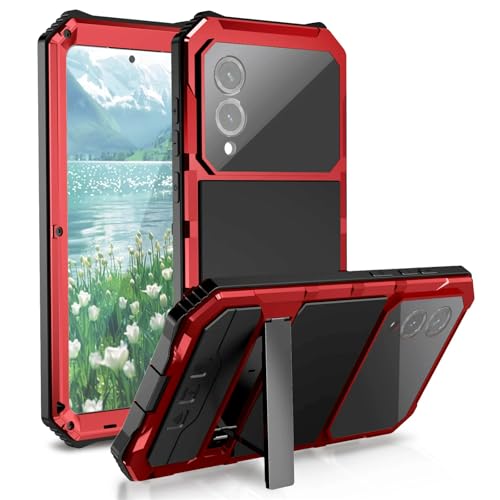 Coque en métal rouge Samsung S25 Edge, alliage premium avec support