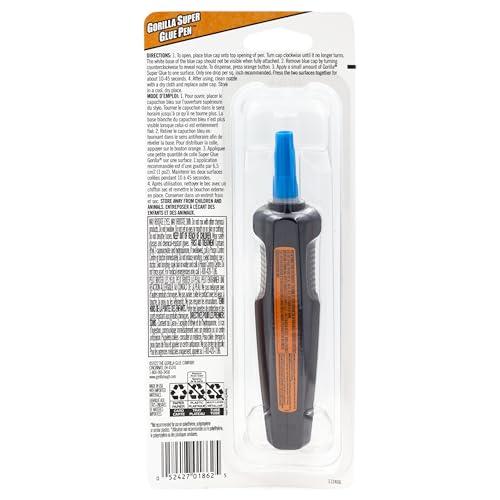 Gorilla Super Glue Pen, Max Control, Fast-Setting, Anti-Clog Cap, Pen-Style Applicator, Clear, 0.19oz/5.5g, Pack of 1 by GORILLA - Image 7