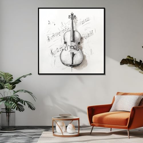 Violon tableau sur toile pour salon et décoration intérieure chic