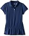 adidas Golf Girl's Climalite Advance Girls Pique Short Sleeve Polo, Midnight Ink, Small