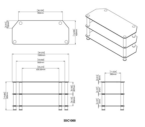 Avf Sdc1000-A Tv Stand For Up To 50-Inch Tvs, Black Glass, Chrome Legs #TOP6