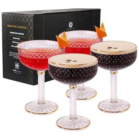 Set of 4 Luxury Crystal Coupe Glasses Cover
