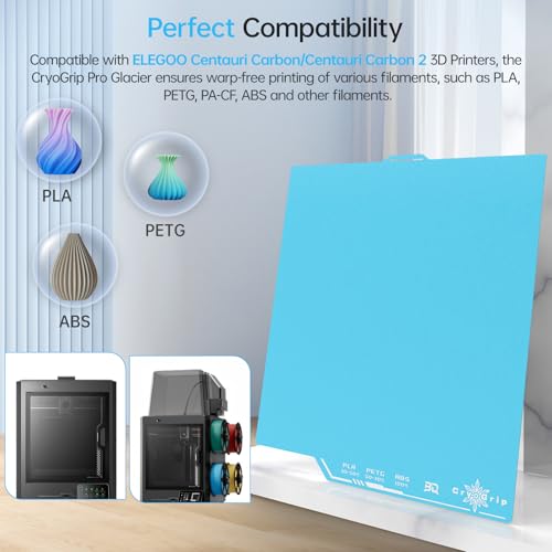 Image of BIQU Cryogrip Pro Frostbite Cold Build Plate Compatible with ELEGOO CC /CC 2 3D Printers 260x283MM Centauri Carbon Build Plate Double-Sided Upgrade Room Temperature Print Removable Surface Platform