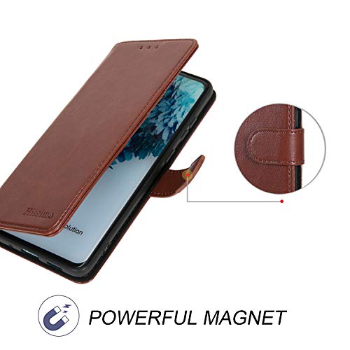 Hissimo Flip Wallet Case For Samsung Galaxy S20 Ultra, 3 Card Slots, Magnetic Closure, Coffee #TOP3