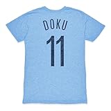 Manchester City Jeremy Doku Premium Triblend Slub T-Shirt (US, Alpha, Large, Regular, Regular, Sky Blue)