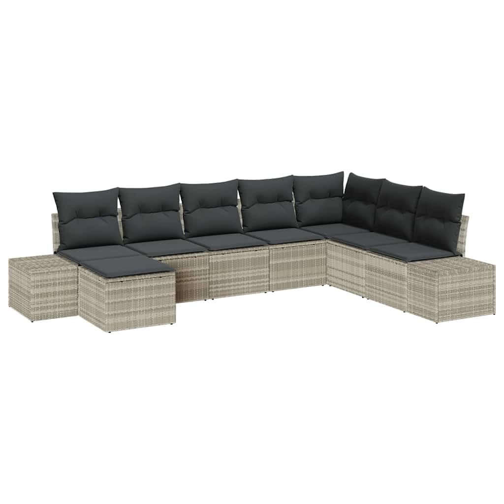 Set di 8 divani da giardino modulari in polyrattan con cuscini