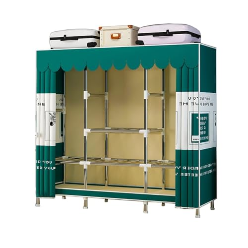 Perchero de metal para colgar ropa y armario de tela portátil de 143 cm de ancho