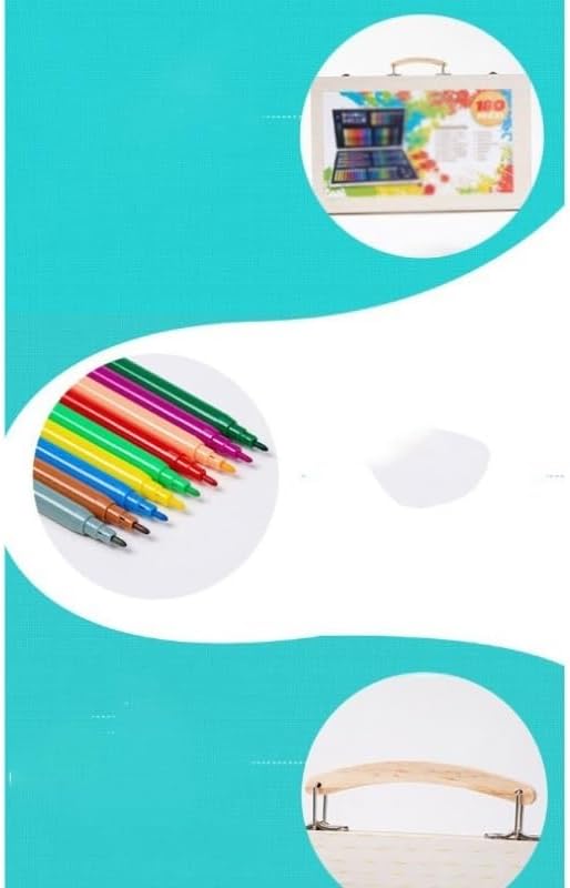 180 Wooden Box Brush Watercolor Pen Set Painting Art Crayon Oil Pastel Tool Gift