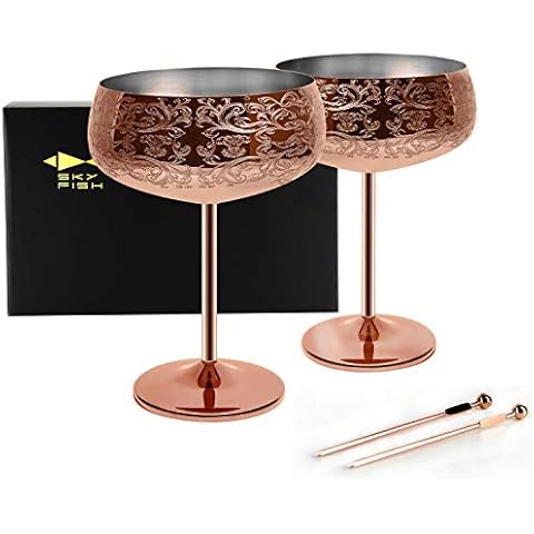 SKY FISH Vintage Stainless Steel Cocktail Glasses Cover