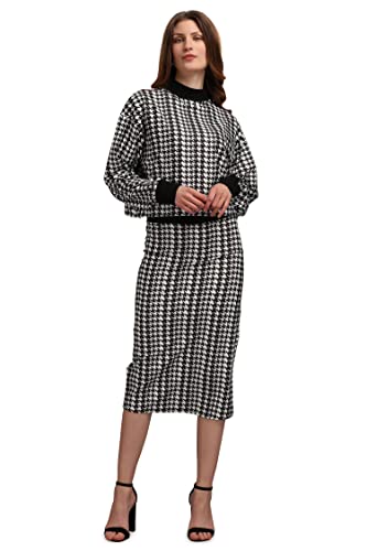Image of PURVAJA Women's Midi Dress (Maxi-020-Broken Checks-M Black M)