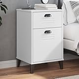 Modern Industrial Bedside Table with Drawer, White Engineered Wood Nightstand for Bedroom Storage