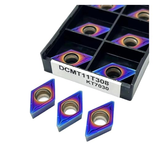 Carbide Turning Inserts Processing Hard Steel Part 10PCS Carbide DCMT11T304 DCMT11T308 KT7030 Steel Turning Tool Holder Boring Bar Cutter(DCMT11T308 KT7030)