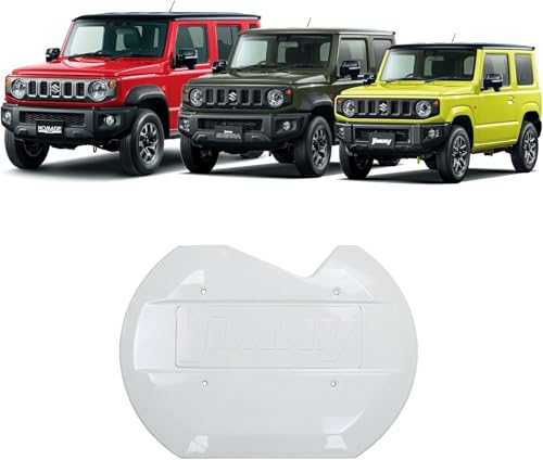 VMOILN ジムニー JB64 JB74 JC74 用 スペアタイヤレカバー リアゲートカバー タイヤレスデザイン 軽量 ABS 素材 ジムニーロゴ入り カスタム外装パーツ 10色選択可能 (ホワイト)