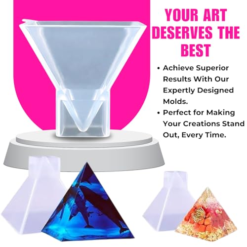 Image of Oytra Resin Pyramid Mould Art Craft Silicone Mold Set of 3 for DIY Casting Crafting Materials Set for Beginners and Artists