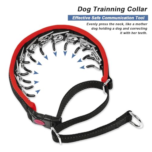 Image of M Red Heavy Duty Nylon No Pull Dog Collar with Buckle, Adjustable Anti Pull Reflective Slip Collar for Large Medium Small Dog Training Walking