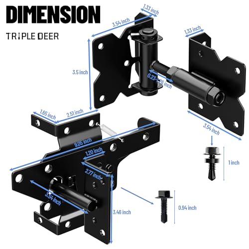 TRIPLE DEER Heavy Duty Self-Closing Gate Hinge and Self-Locking Latch Hardware Kit, Stainless Steel Automatic Gate Hardware Kit for Wooden/Vinyl/PVC Fence Gate with Screws and Adjuster Tool, 1 Pack by TRIPLE DEER - Image 7