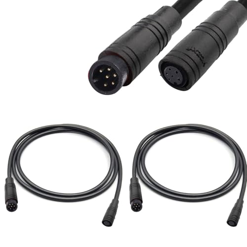 VISSQH Elektrofahrrad 6 Pin Verlängerungskabel,Stecker zu Female Elektrofahrrad Kabel 6 Pin wasserdichter Julet Anschluss für elektrisches Fahrrad Licht/Gas/Bremse(2 Stück/150CM)