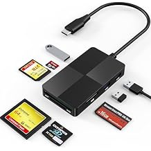 قارئ محول Sony Memory Stick pro Duo - قارئ بطاقات SD/TF/MS/CF/XD 8 في 1 لجهاز USB-C، قارئ بطاقات ذاكرة متعددة USB C مع 3 منافذ USB 2.0، قارئ بطاقات صور XD