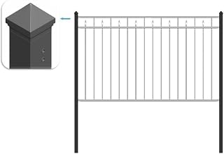 End Post for Yard, Garden, Outdoor Fencing – Steel, 2"x2"x78", Black, DIY Pre-Drilled Holes on One Side, Built-in Rivet Nuts, Soil Installation (1pc)