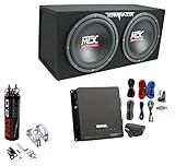 MTX TNE212D 12' 1200W Dual Loaded Subwoofer Box + 1500W Amp + Wiring + Capacitor